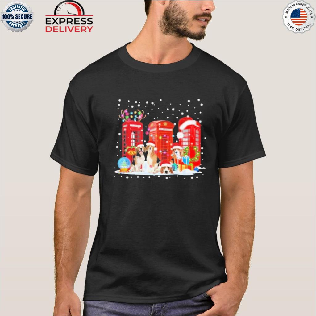 Beagle red telephone box Christmas dog lovers xmas sweater