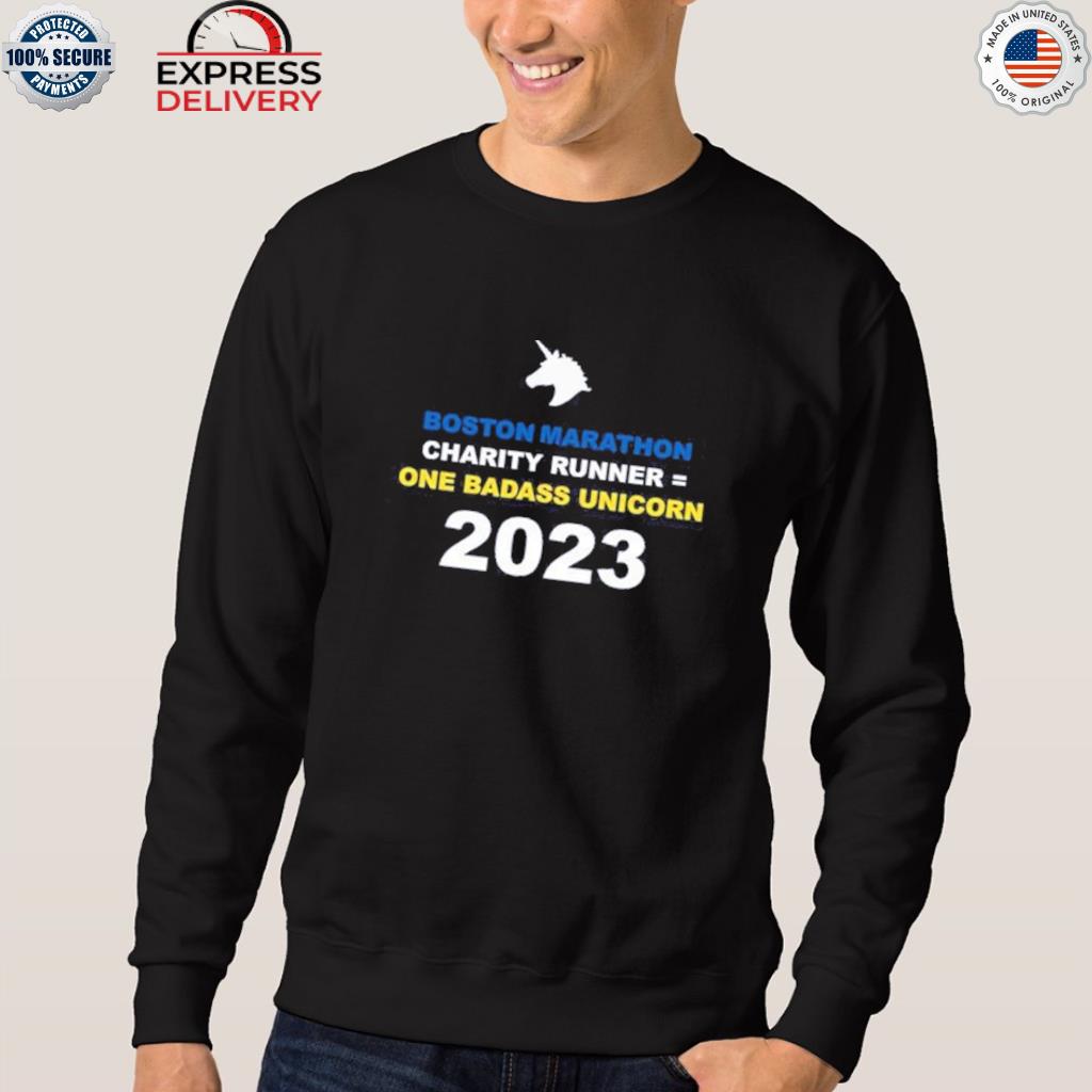 Boston marathon charity runner one badass unicorn 2023 shirt