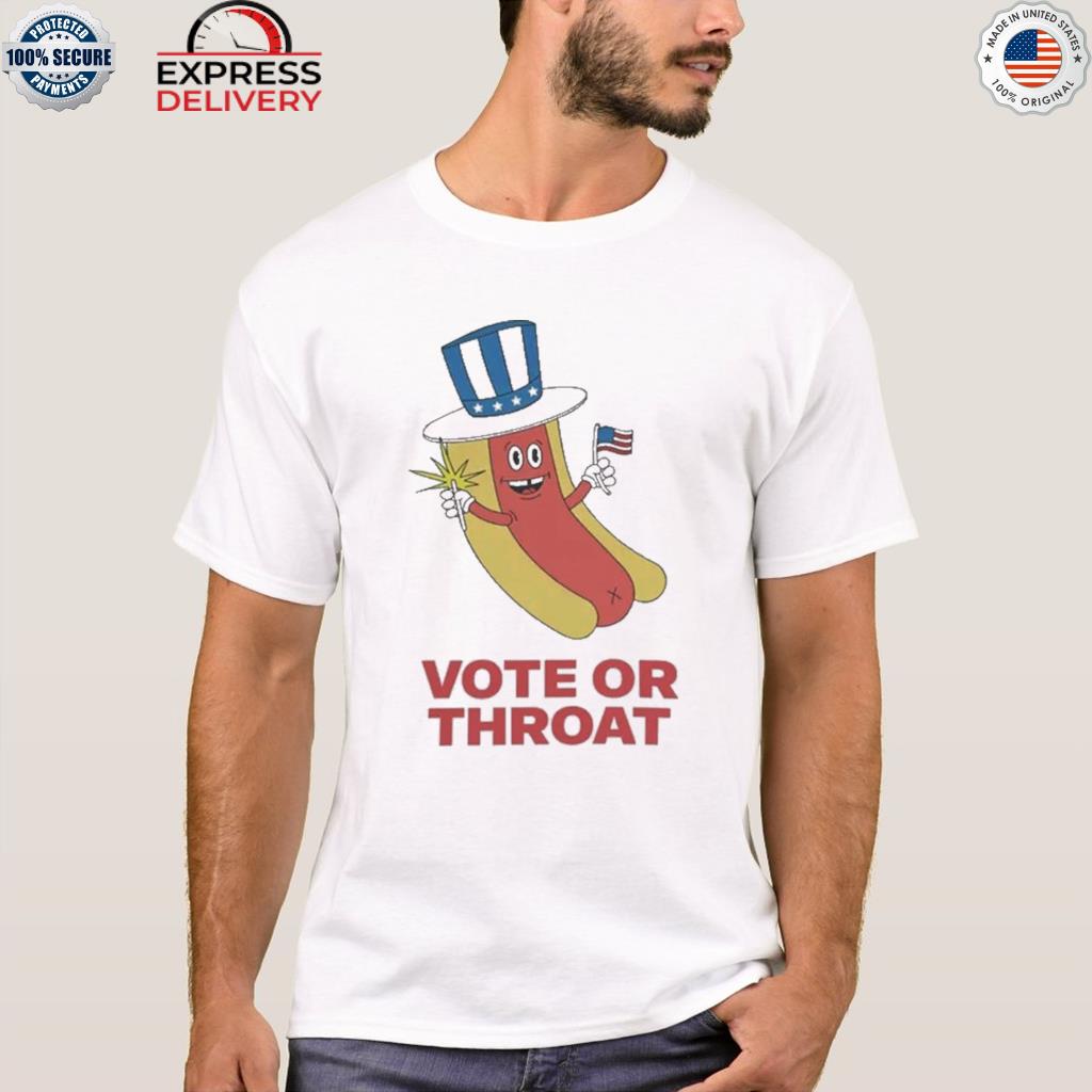 Vote or throat hot dog American flag shirt