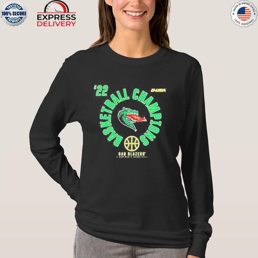 Men's Champion Green UAB Blazers Icon Logo Basketball Jersey Long Sleeve T- Shirt