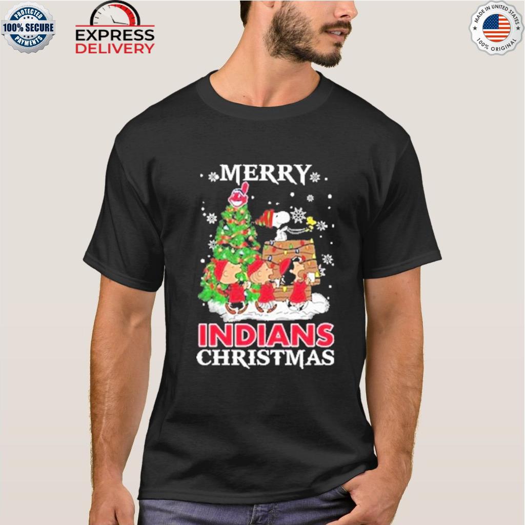 Snoopy and friends cleveland indians merry Christmas sweater