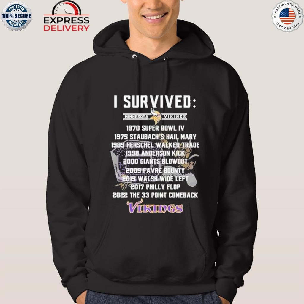 Official News Minnesota Vikings I Survived 1970 Super Bowl IV shirt,  hoodie, sweater, long sleeve and tank top