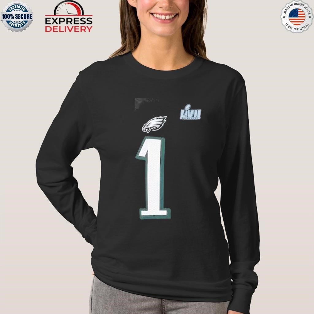 Official Jalen hurts philadelphia eagles nike super bowl lvii name & number  2023 shirt, hoodie, sweater, long sleeve and tank top