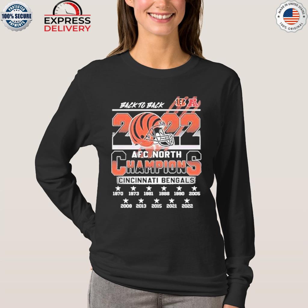 Official Cincinnati Bengals AFC North back 2 back champions 2021 2022 shirt,  hoodie, sweater, long sleeve and tank top