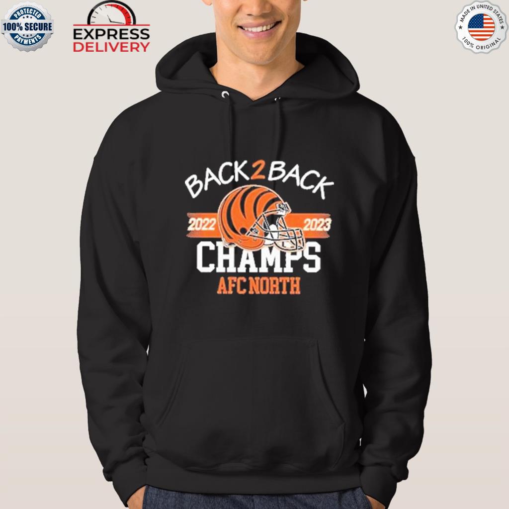 Cincinnati bengals back 2 back champs 2022 2023 afc north champs helmet s hoodie