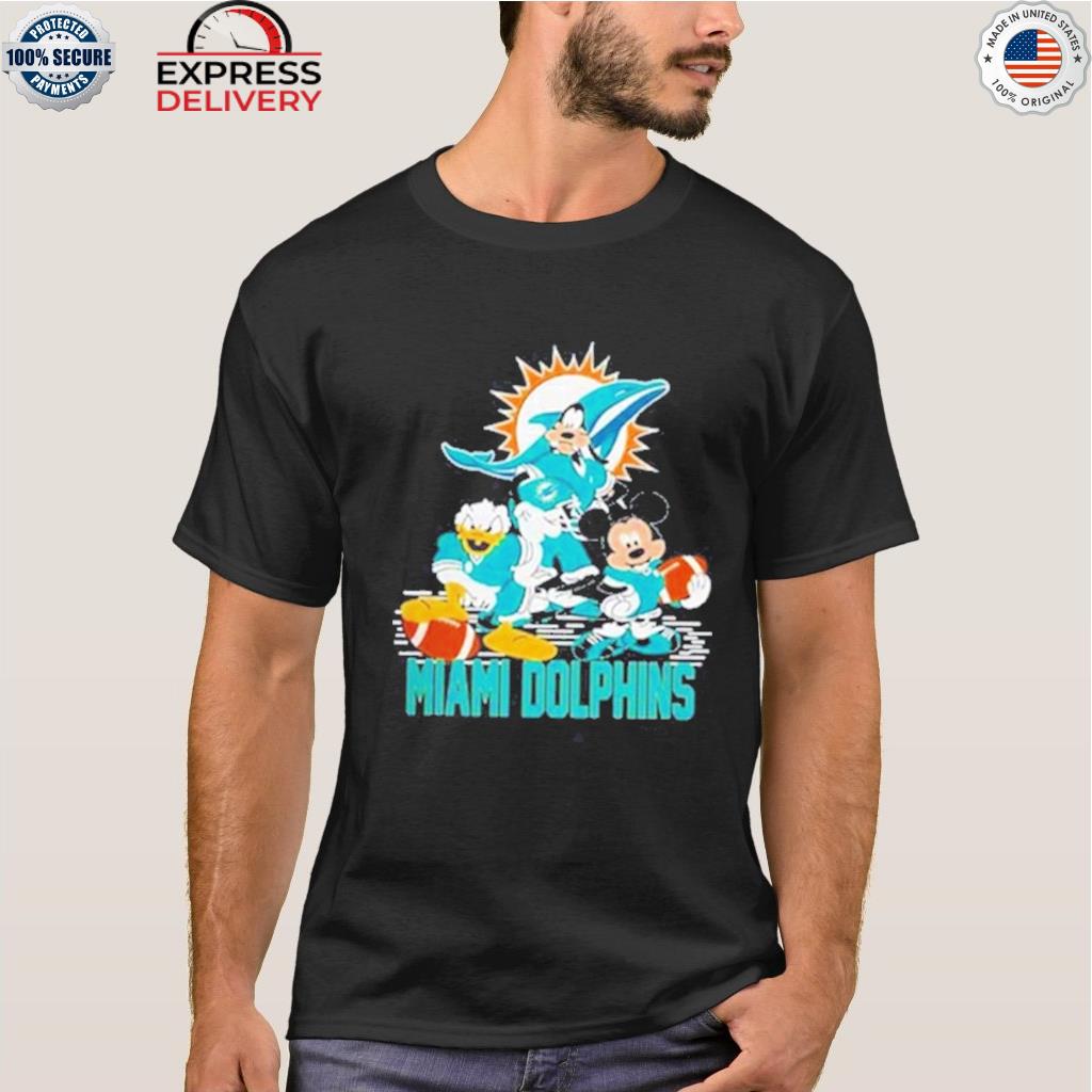 NFL Miami Dolphins Mickey Mouse Donald Duck Goofy Football T Shirt