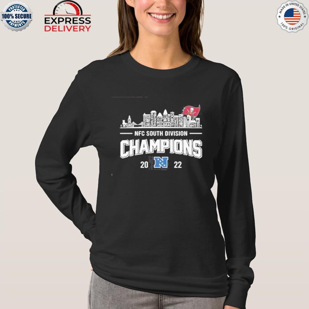 Tampa bay buccaneers team skyline nfc south division champions 2022 shirt,  hoodie, sweater, long sleeve and tank top