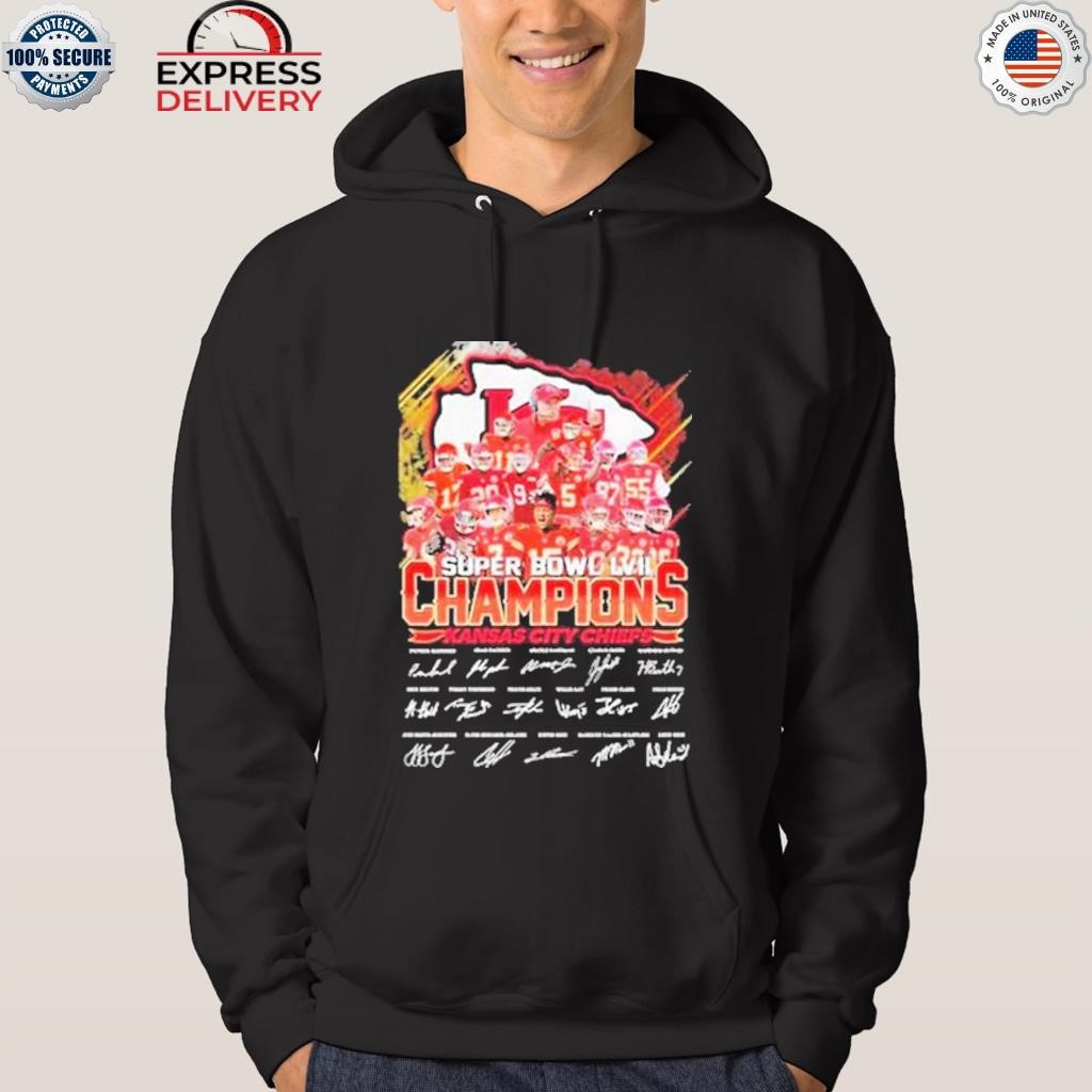 The Kansas city Chiefs 2023 lvii super bowl champions signatures shirt,  hoodie, sweater, long sleeve and tank top