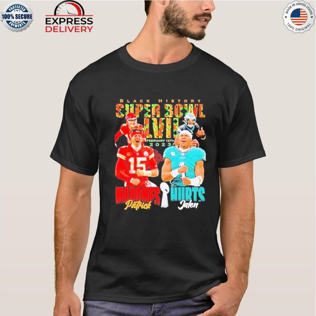 Patrick Mahomes vs Jalen Hurts Black histort super bowl LVII shirt