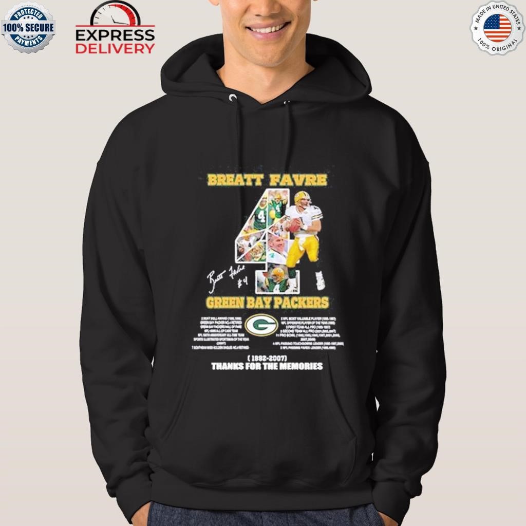 Official brett favre 1992 2007 green bay packers thanks for the memories  shirt, hoodie, sweater, long sleeve and tank top