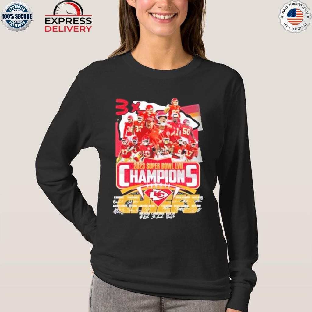 Kansas city Chiefs 3x super bowl lvii champions signatures shirt, hoodie,  sweater, long sleeve and tank top