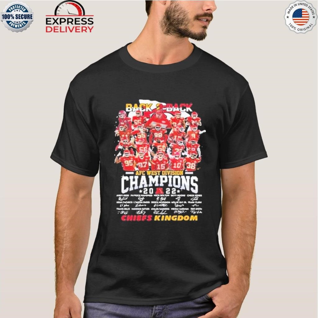 Kansas city Chiefs back to back afc west division champions 2023 Chiefs kingdom signatures shirt