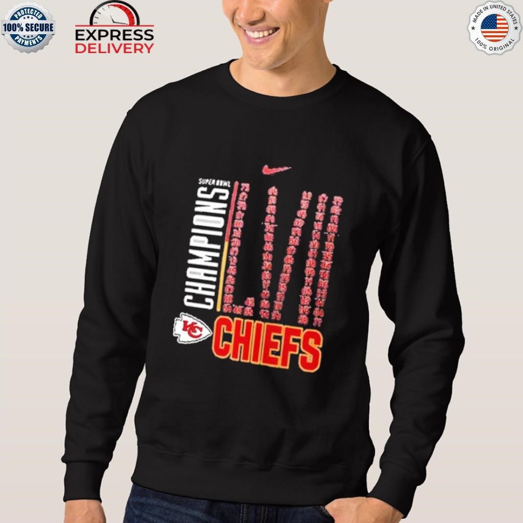 Kansas City Chiefs Nike Super Bowl Lvii Champions Roster T-shirt,Sweater,  Hoodie, And Long Sleeved, Ladies, Tank Top