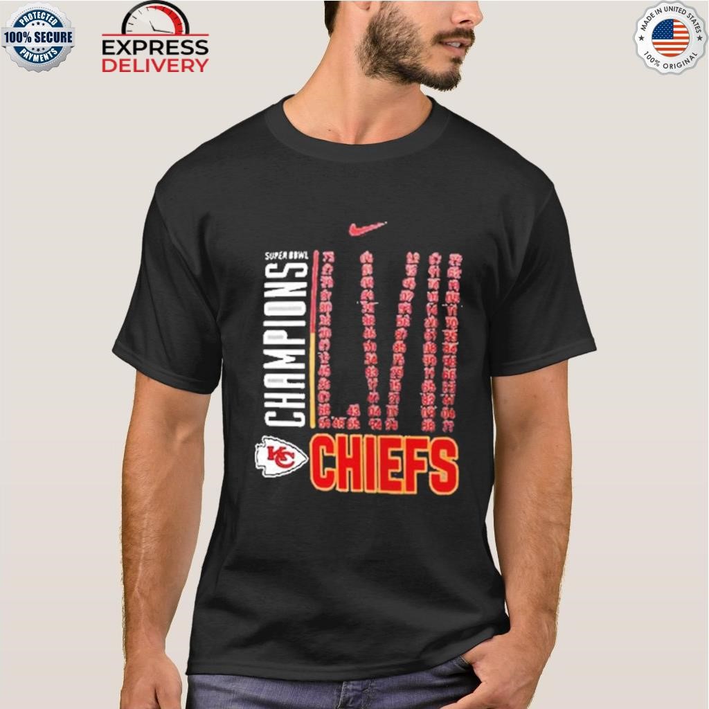 Kansas City Chiefs Nike Super Bowl Lvii Champions Roster T-shirt,Sweater,  Hoodie, And Long Sleeved, Ladies, Tank Top