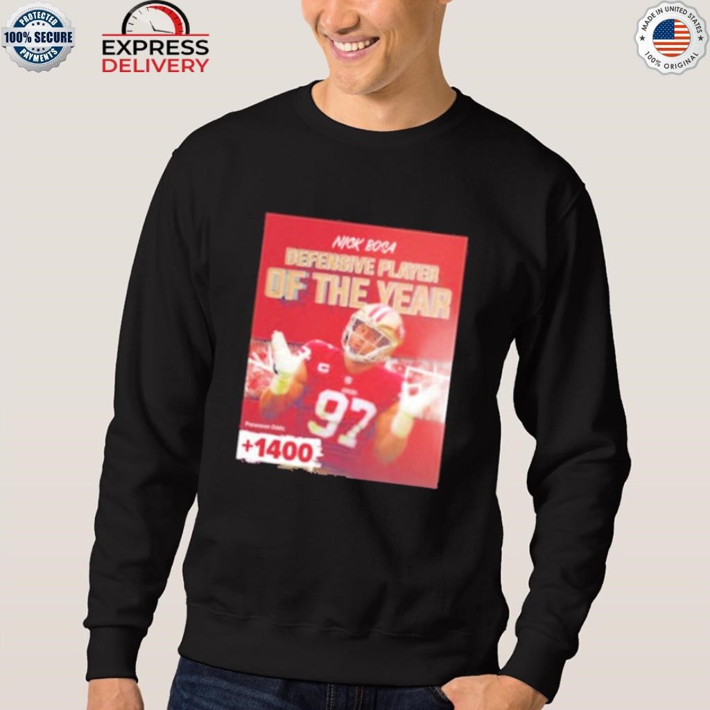 Nfl defensive player of the year winner is nick bosa shirt, hoodie,  longsleeve tee, sweater