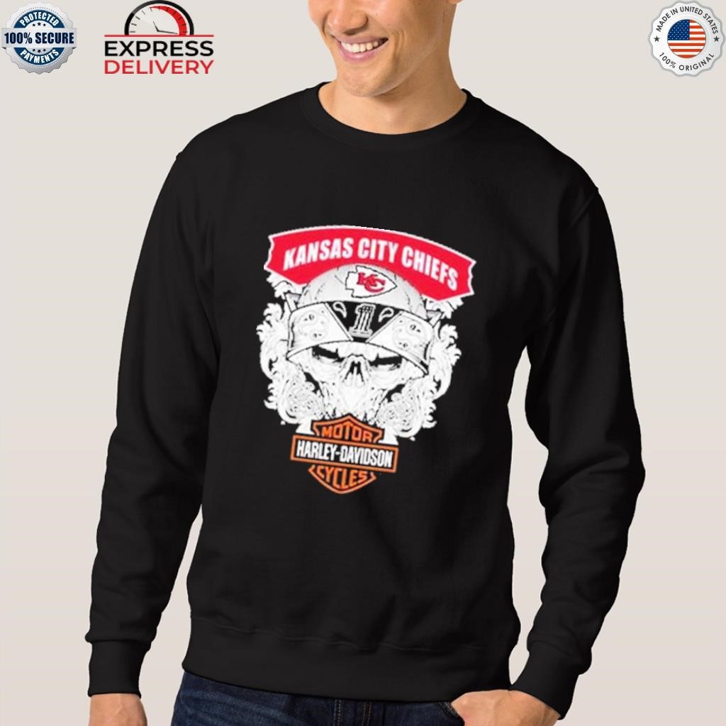 Skull Kansas City Chiefs Harley Davidson Motor Cycles shirt and hoodie