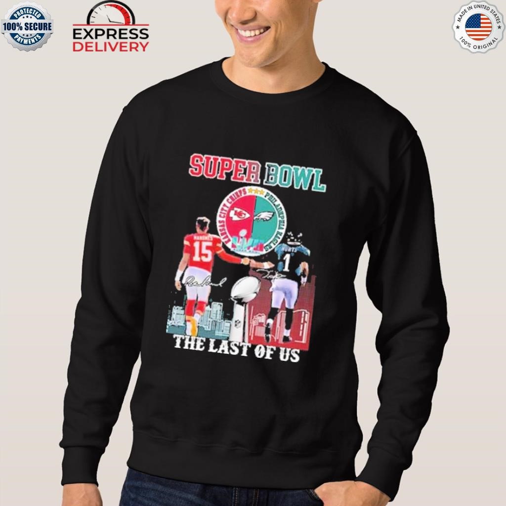 Official patrick mahomes Kansas city Chiefs and jalen hurts philadelphia  eagles stats super bowl the last of us T-shirt, hoodie, sweater, long  sleeve and tank top