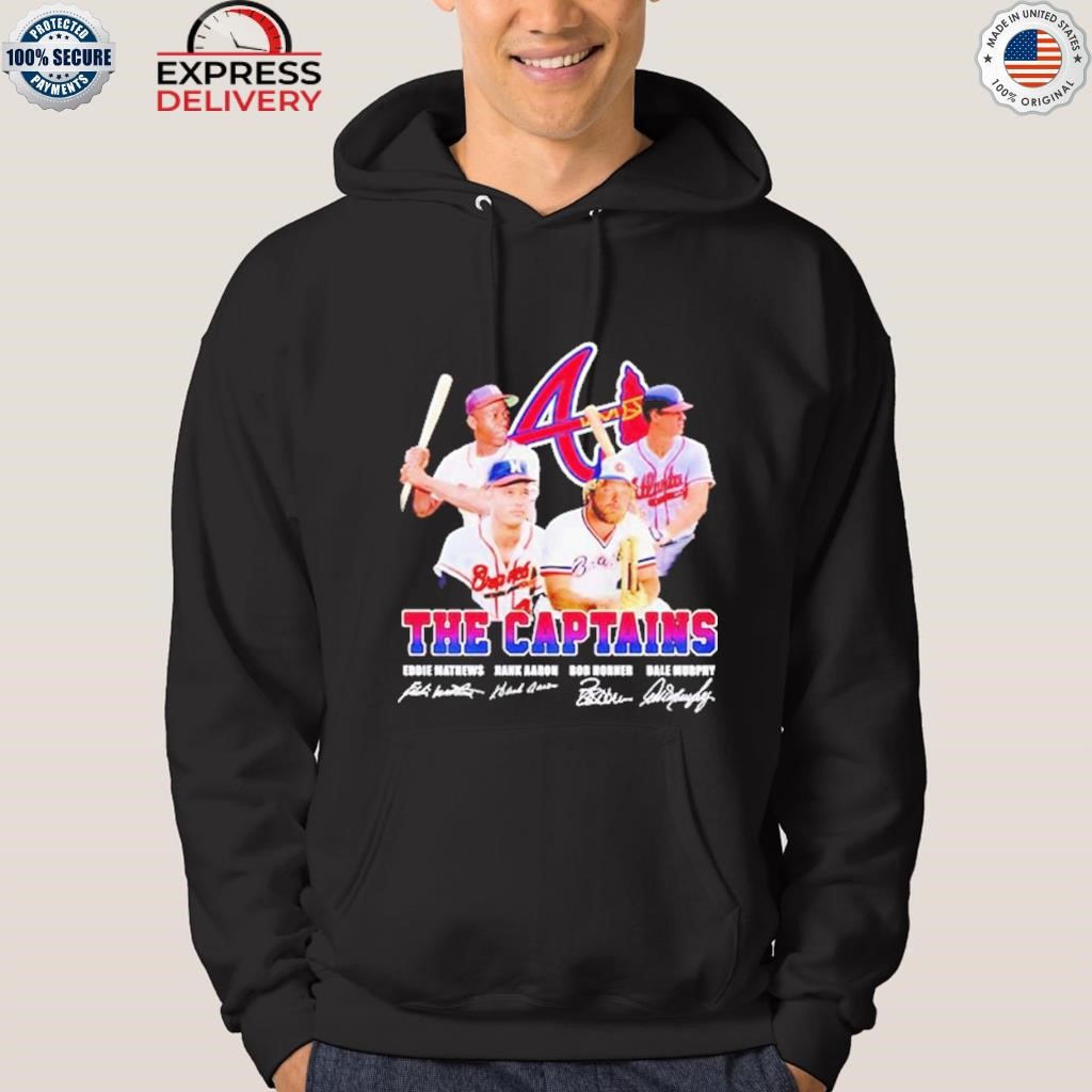 The Captains Eddie Mathews Hank Aaron Bob Horner Dale Murphy signatures  shirt, hoodie, sweater, long sleeve and tank top