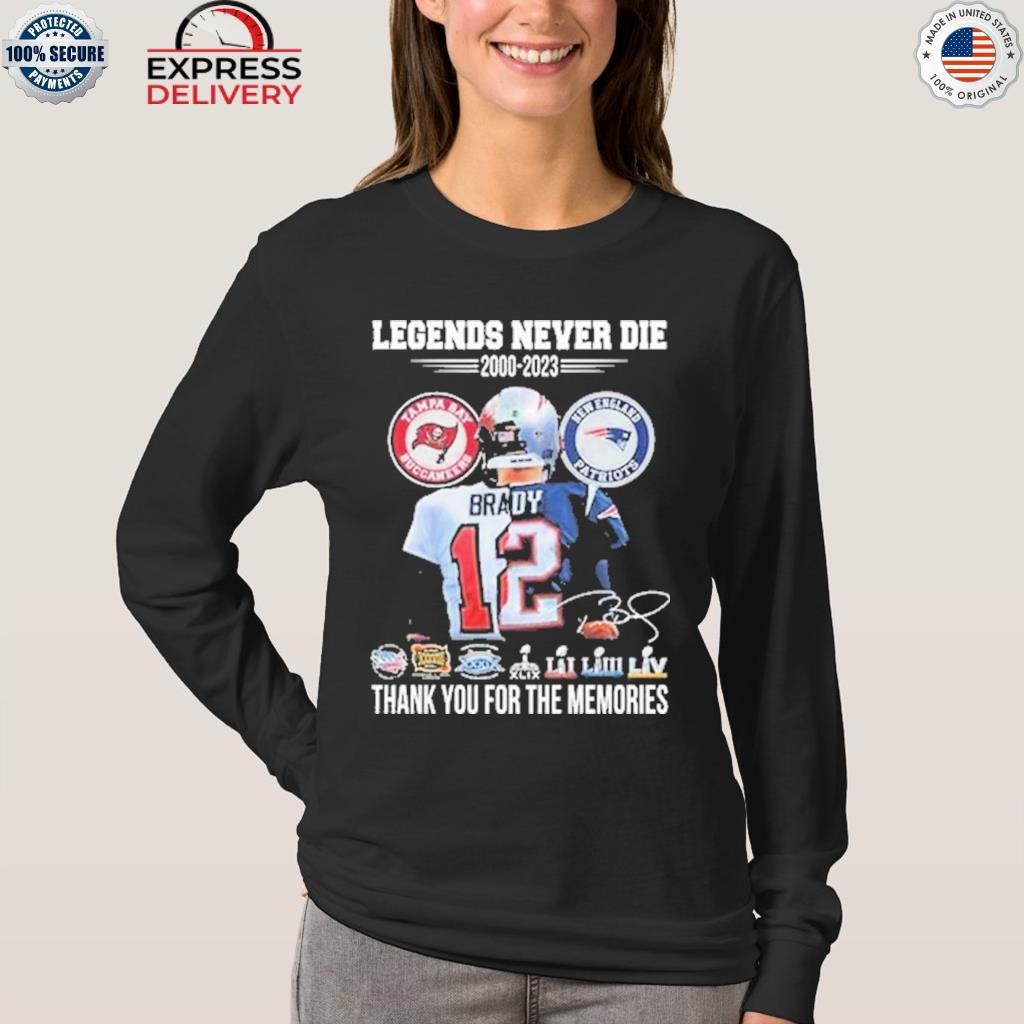 45 years 1977 2023 Tom Brady the man the myth the legend signature thanks  for the memories shirt - Dalatshirt