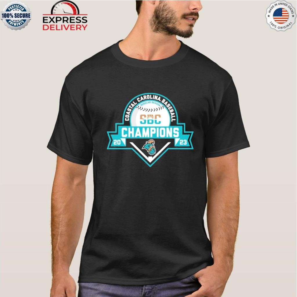 Coastal carolina chanticleers blue 84 2023 sun belt baseball regular season champions shirt