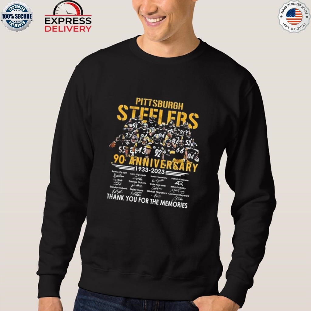 90th anniversary Pittsburgh Steelers 1933 2023 thank you for the memories  signatures shirt, hoodie, sweater, long sleeve and tank top