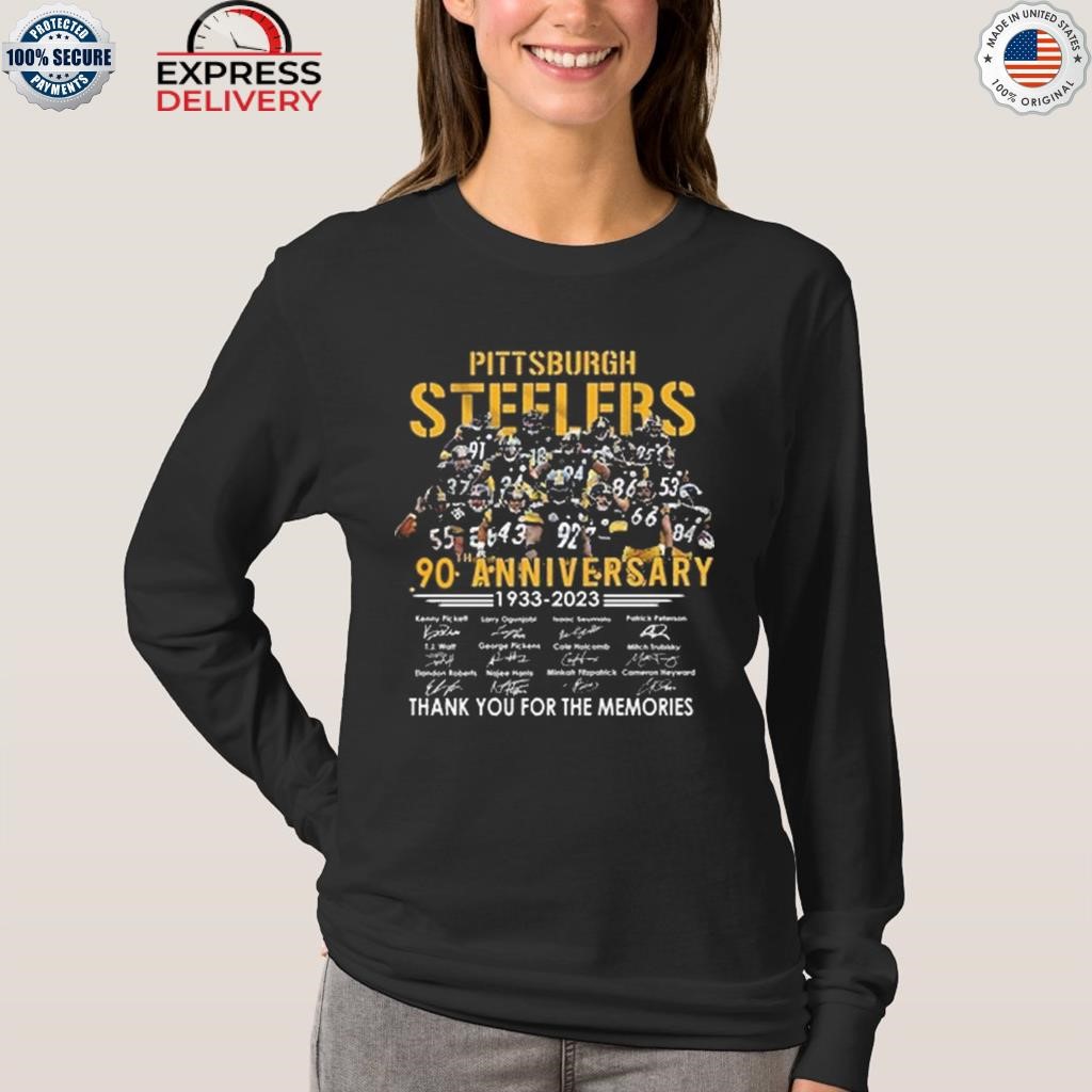 90th anniversary Pittsburgh Steelers 1933 2023 thank you for the memories  signatures shirt, hoodie, sweater, long sleeve and tank top