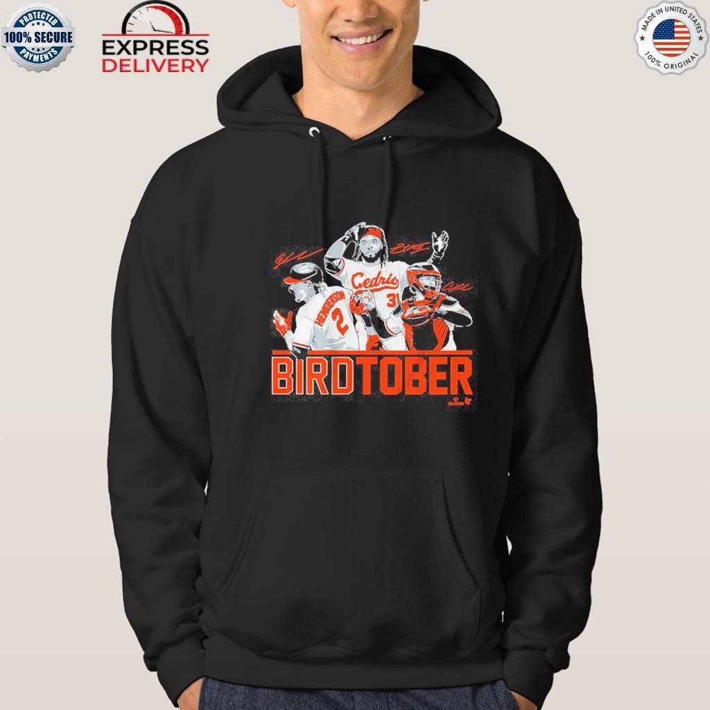 Adley rutschman gunnar henderson and cedric mullins birdtober shirt,  hoodie, sweater, long sleeve and tank top