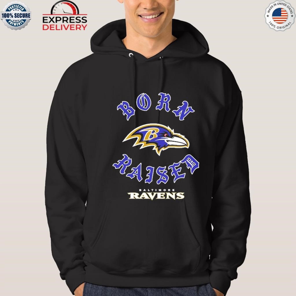 Unisex Born x Raised Black Baltimore Ravens Pullover Hoodie