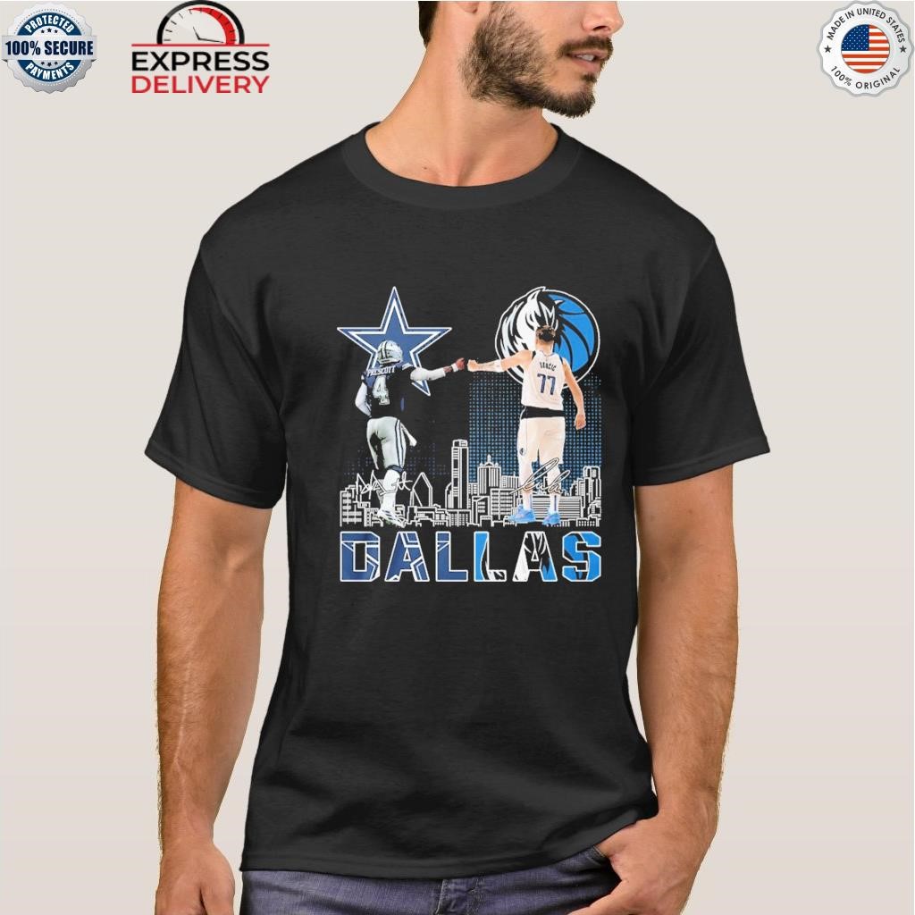 Dallas Cowboys Prescott And Mavericks Doncic City Champion T-Shirt