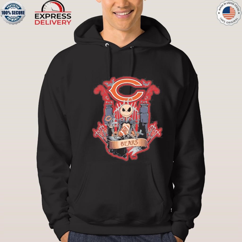 Chicago Bears Orange Flaming Skull Halloween NFL Hoodie Gifts for