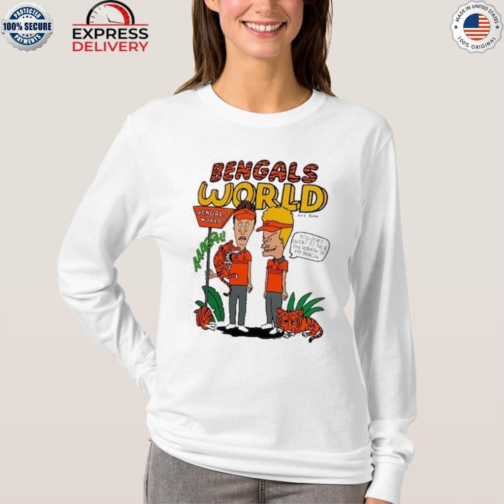 Beavis and Butthead x Cincinnati Bengals World T-Shirt from Homage. | Officially Licensed Vintage NFL Apparel from Homage Pro Shop.