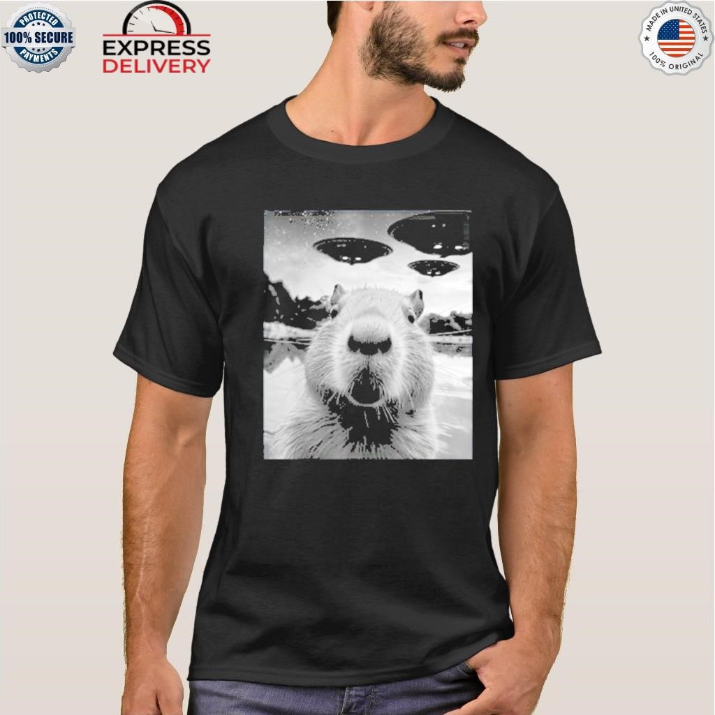 Capybara selfie with ufos weird shirt