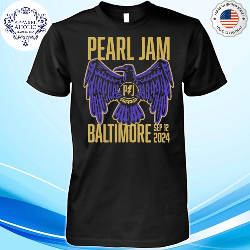 Pearl Jam Dark Matter World Tour 2024 Event For Baltimore MD At CFG Bank Arena On September 12 2024 The Raven Artwork T-Shirt