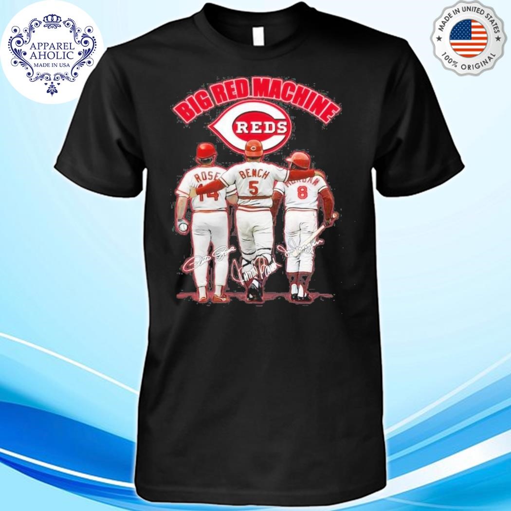 Official Cincinnati Reds Big Red Machine Peter Rose Johnny Bench Joe Morgan Shirt