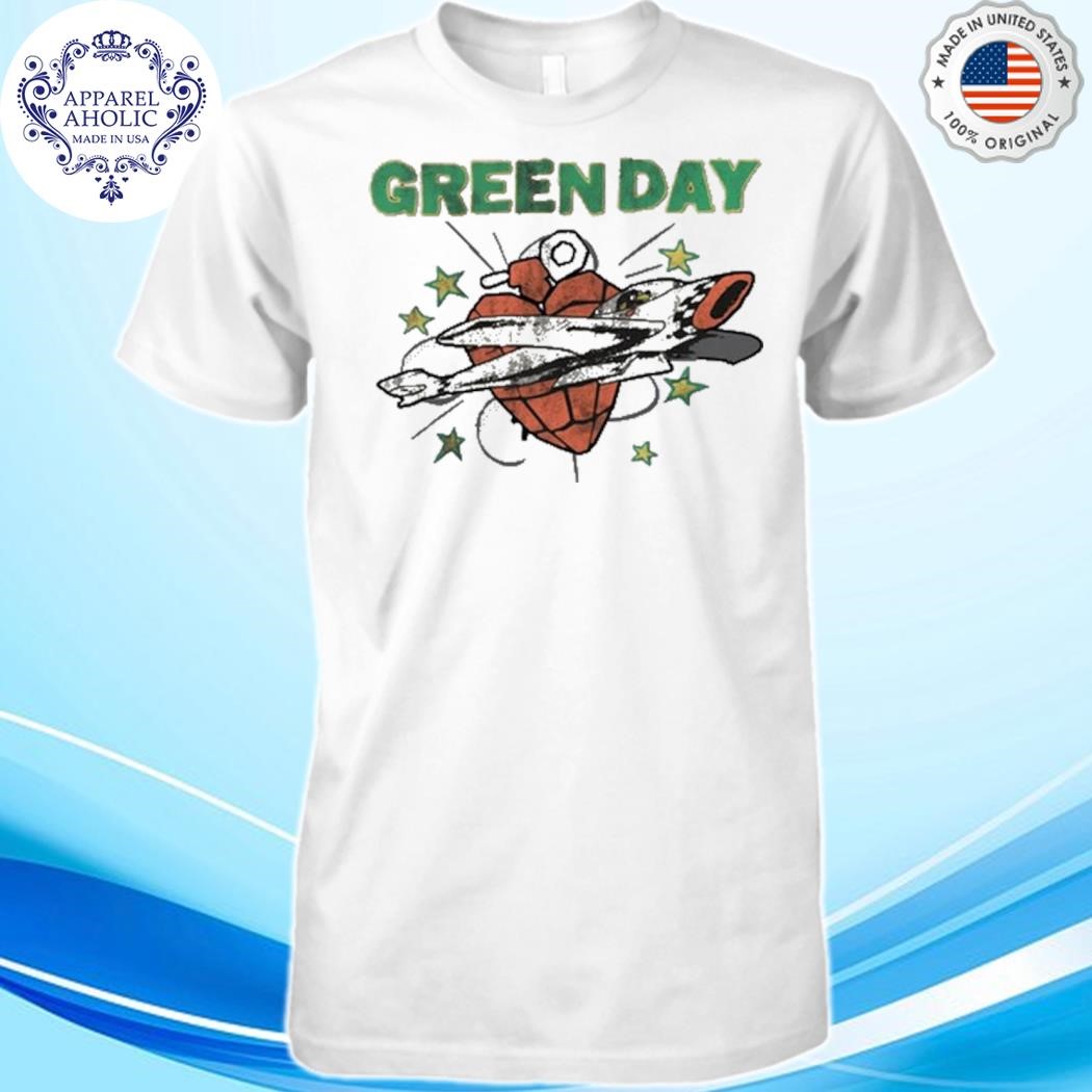 Official Green Day Airplane Heart Grenade Tour Shirt